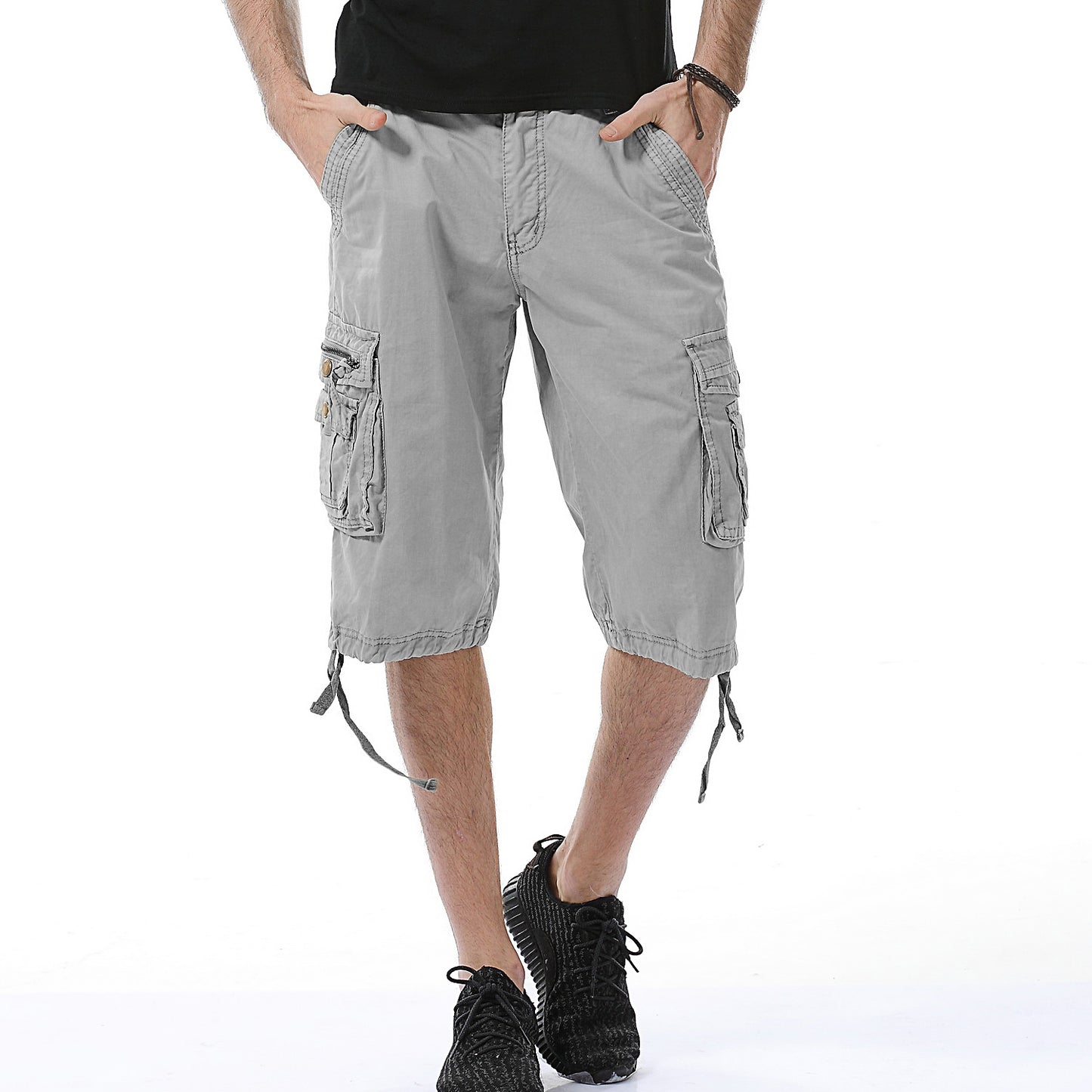 Short cargo polyvalent en sergé multi-poches pour homme - A082