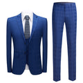 3-teiliger Herrenanzug Slim Fit, karierter Smoking, dunkelblau, Business-Hochzeitskleid, klassisches Herren-Anzug, Jacke, Hose, Weste | 9812-59