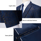 Bedruckter 3-teiliger Freizeitanzug für Herren, Smart &amp; Slim Fit, 2 Knöpfe, Kleid | 3002-991