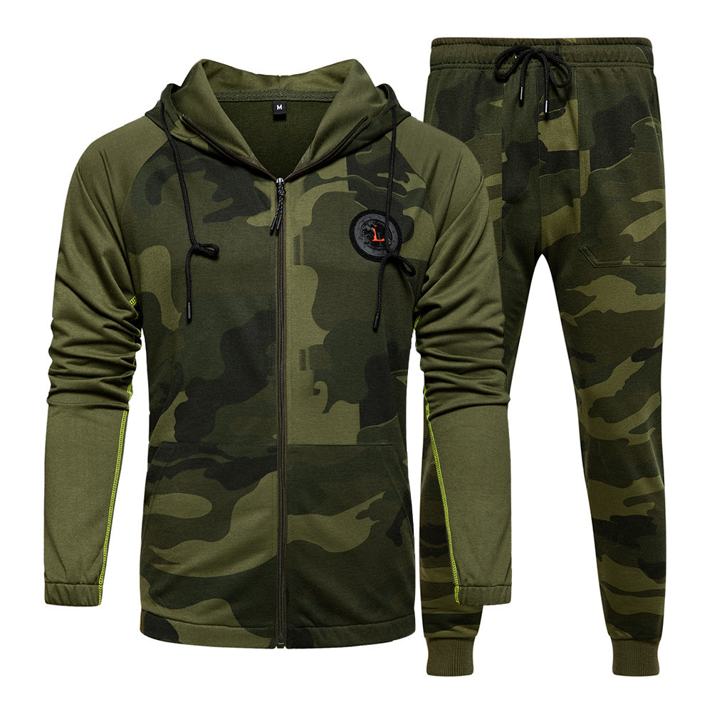 Men's Army Camouflage Hood & Trouser Set Smart Fit | TZ57