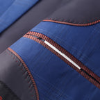 3-teiliger Herrenanzug Slim Fit, karierter Smoking, dunkelblau, Business-Hochzeitskleid, klassisches Herren-Anzug, Jacke, Hose, Weste | 9812-59