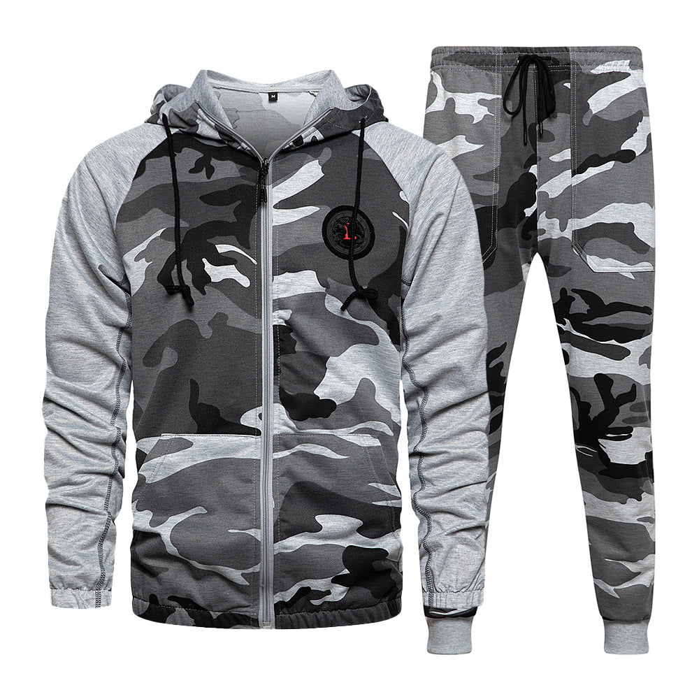 Men's Army Camouflage Hood & Trouser Set Smart Fit | TZ57