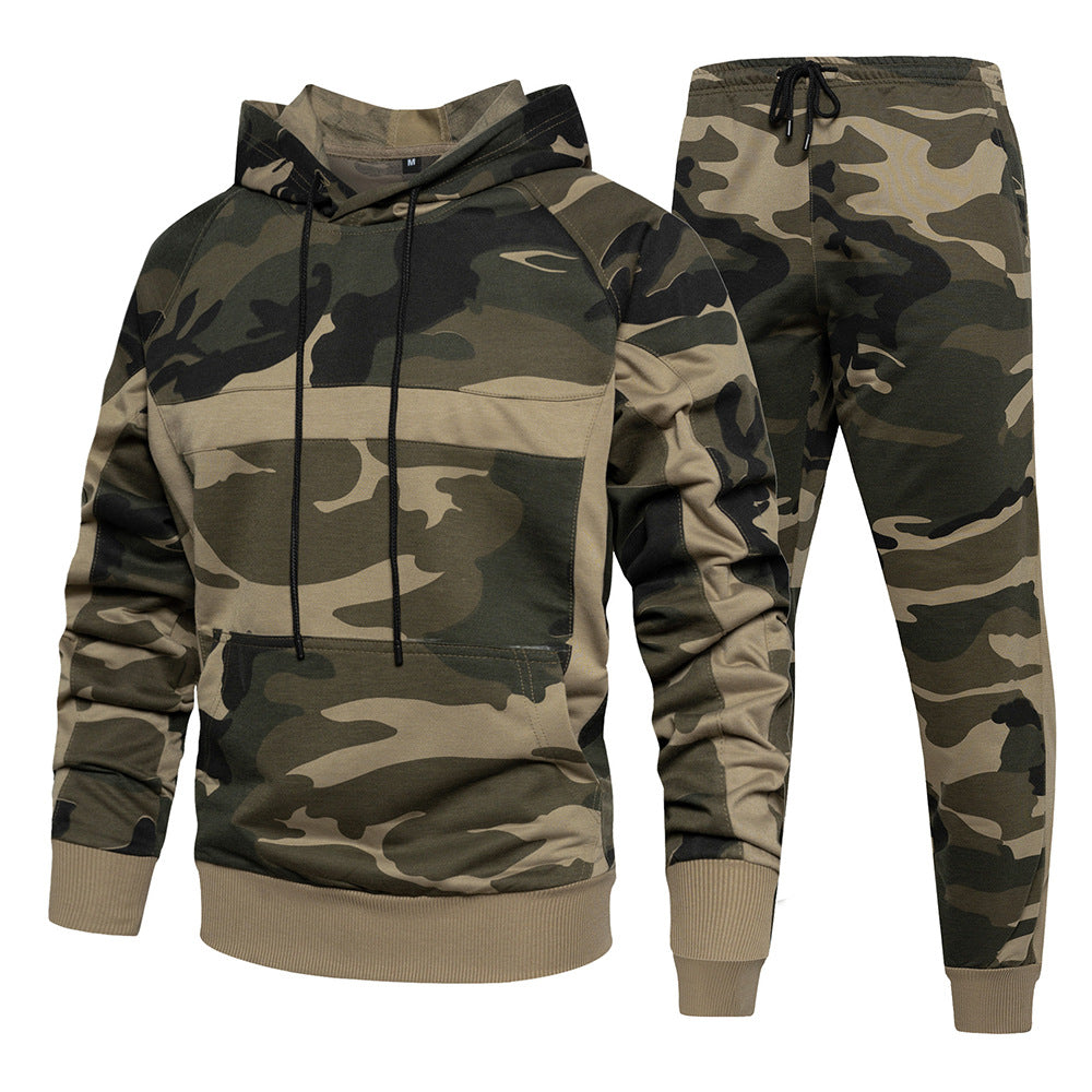 Herren Army Camouflage Jogging Trainingsanzug mit Kapuze Einfarbig Sweatsuits Frühling Herbst | TZ105