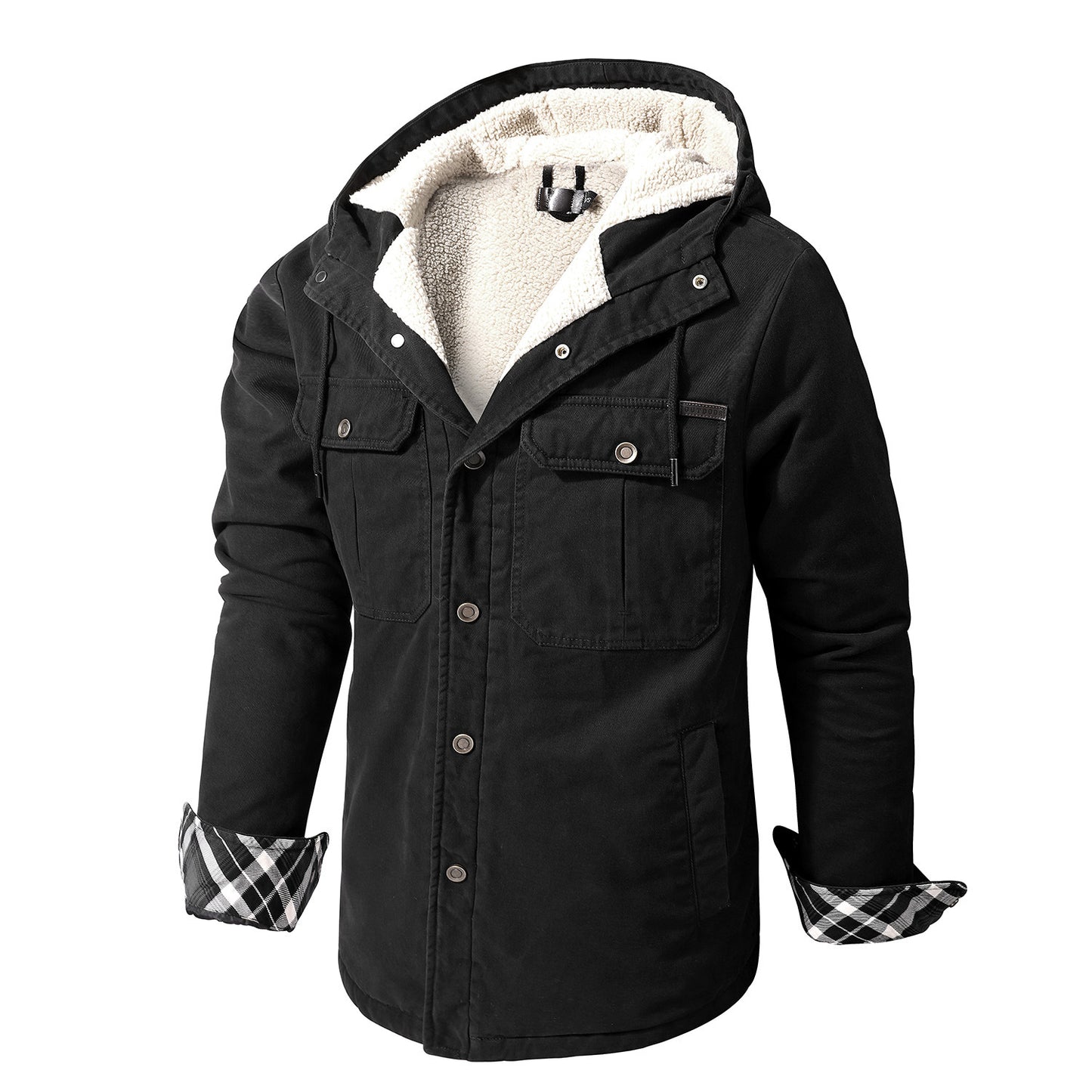 Veste en laine de qualité supérieure pour homme, style denim, à capuche, résistante | 3256 