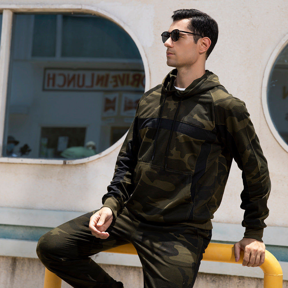 Herren Army Camouflage Jogging Trainingsanzug mit Kapuze Einfarbig Sweatsuits Frühling Herbst | TZ105