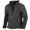 Herren Vintage Outdoor Tactical Schnür-Kapuzen-T-Shirt | UFY8 