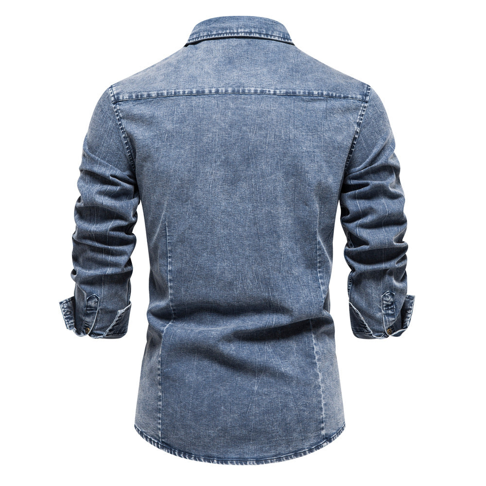 Chemises à manches longues en denim léger pour hommes | 6012