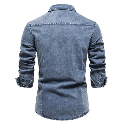 Chemises à manches longues en denim léger pour hommes | 6012