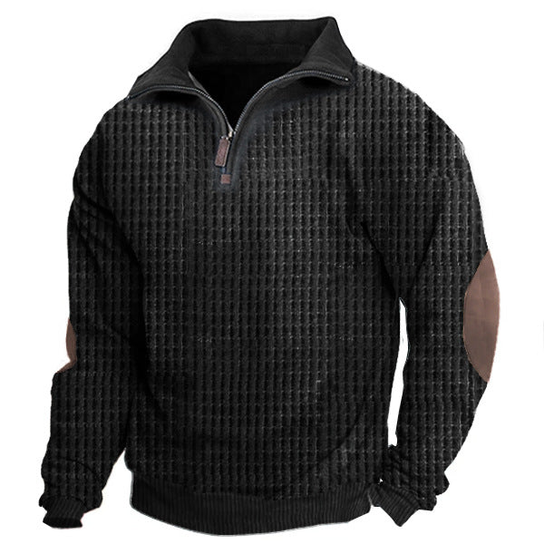 Sweat-shirt tactique Henley demi-zip en tissu gaufré pour homme | O333 