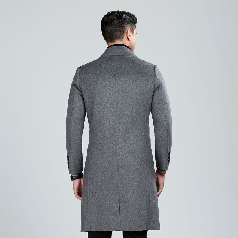 Trench-coat long croisé en laine australienne de qualité supérieure pour homme | XZ338