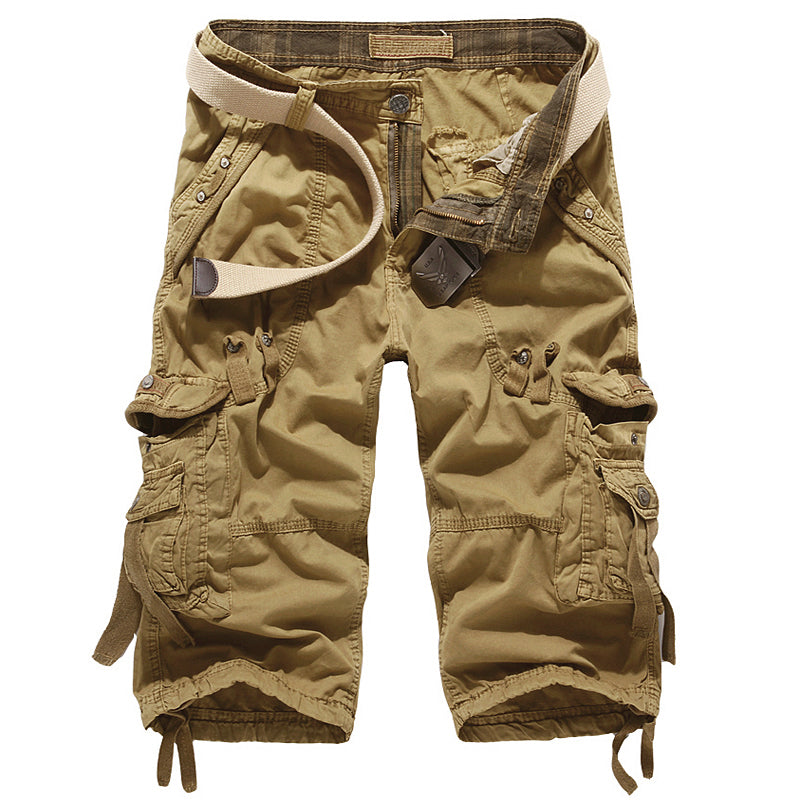 Short cargo 3/4 Capri long pour homme, sous le genou, à poches multiples, 5820