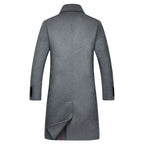 Hochwertiger, zweireihiger, langer Trenchcoat aus australischer Wollmischung für Herren | XZ338
