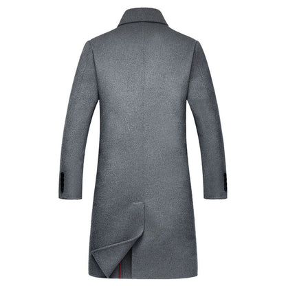 Trench-coat long croisé en laine australienne de qualité supérieure pour homme | XZ338