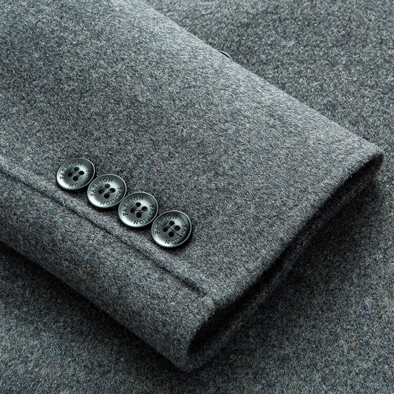 Hochwertiger, zweireihiger, langer Trenchcoat aus australischer Wollmischung für Herren | XZ338