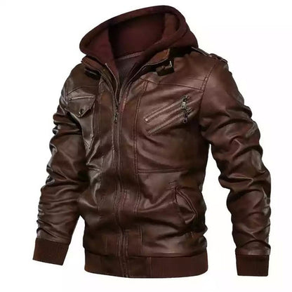 Hochwertige Herren-Kapuzenjacke aus PU-Leder | 9270