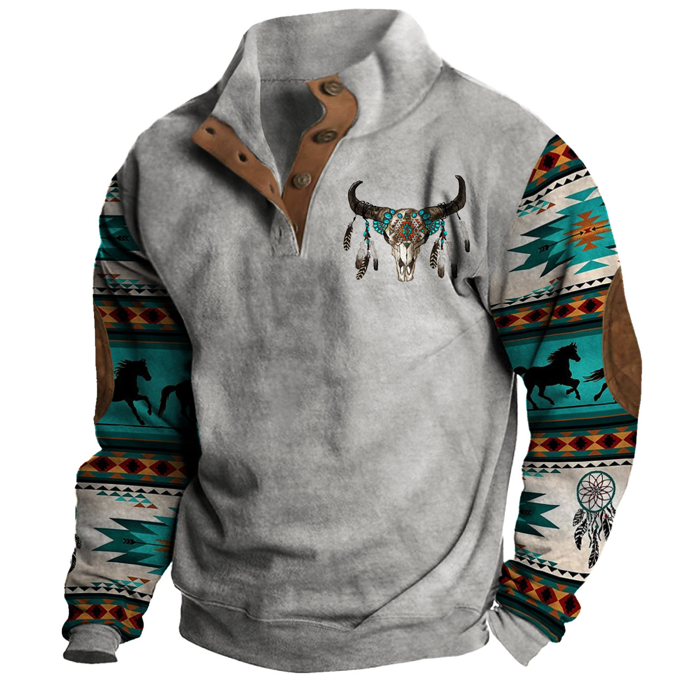 Herren Cowboy-Sweatshirt mit Stehkragen | 51MA 