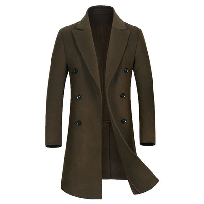 Trench-coat long croisé en laine australienne de qualité supérieure pour homme | XZ338