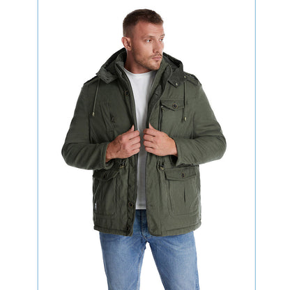 Thick Hooded Lamb Wool Men's Premium Multipockets Jacket | 3256