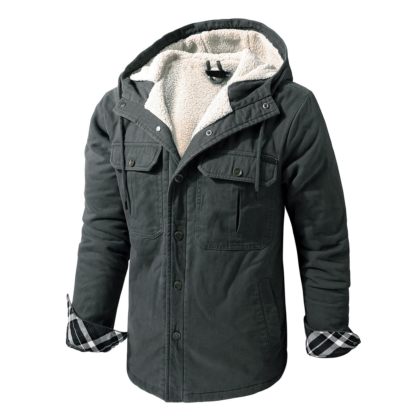 Veste en laine de qualité supérieure pour homme, style denim, à capuche, résistante | 3256 