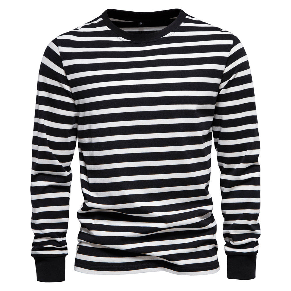 Herren Langarm Slim Fit Casual Gestreiftes Sweatshirt | TS293 