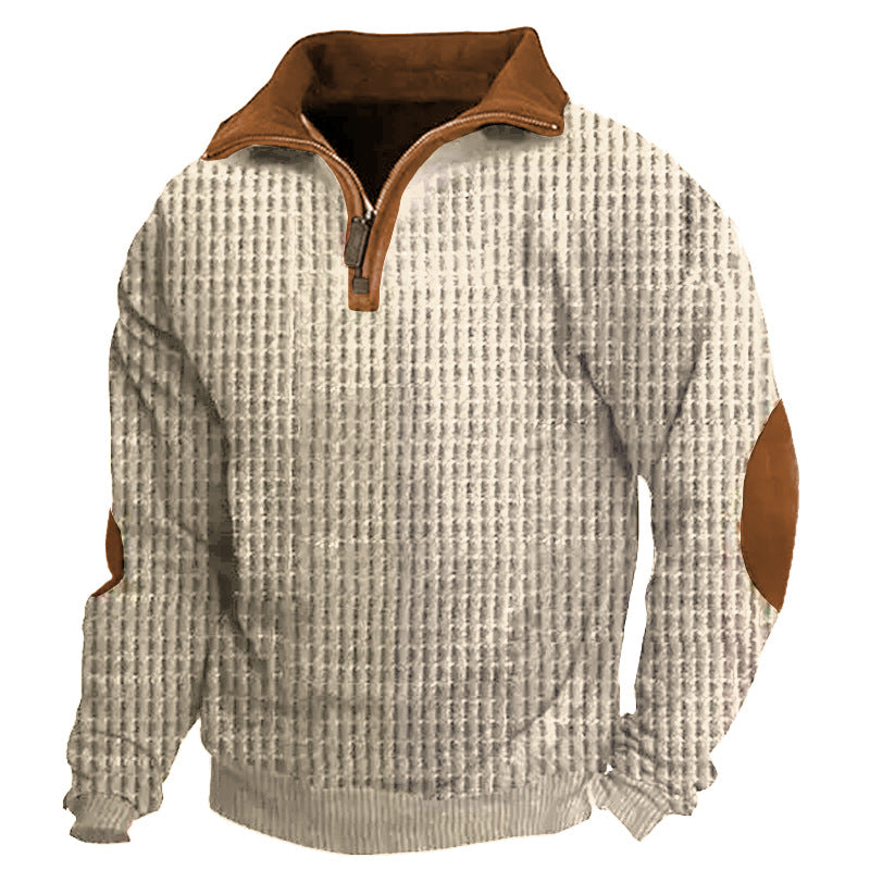 Sweat-shirt tactique Henley demi-zip en tissu gaufré pour homme | O333 