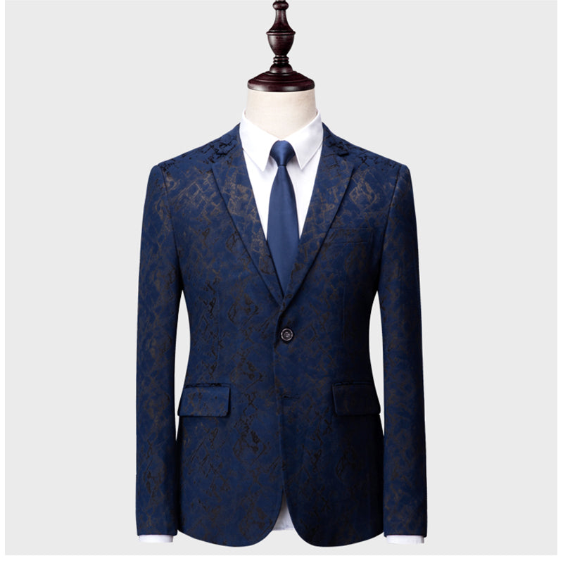 Bedruckter 3-teiliger Freizeitanzug für Herren, Smart &amp; Slim Fit, 2 Knöpfe, Kleid | 3002-991