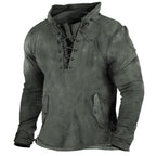 Herren Vintage Outdoor Tactical Schnür-Kapuzen-T-Shirt | UFY8 