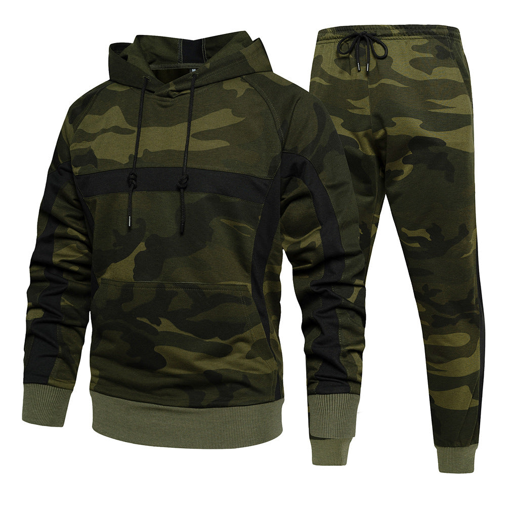 Herren Army Camouflage Jogging Trainingsanzug mit Kapuze Einfarbig Sweatsuits Frühling Herbst | TZ105