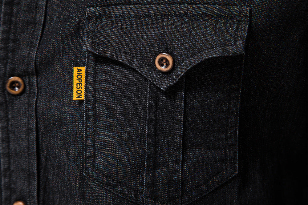 Herren Slim Fit Smart Casual Langarm Jeanshemd | AX-6003 