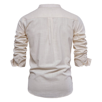 Men's Fashion Solid Color Stand Collar Short-sleeve Shirts | SH228