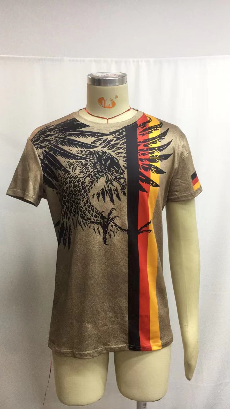 Men's Outdoor Vintage German Flag Eagle Print T-Shirt | G0DF