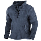 Herren Vintage Outdoor Tactical Schnür-Kapuzen-T-Shirt | UFY8 