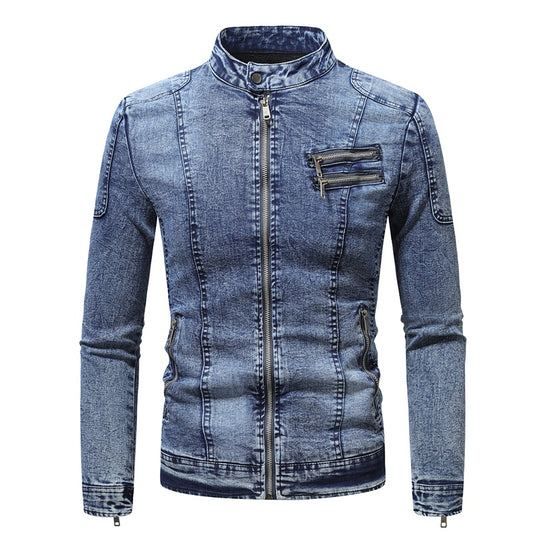 Men's Vintage Denim Jackets Slim Fit Solid Color | JK88