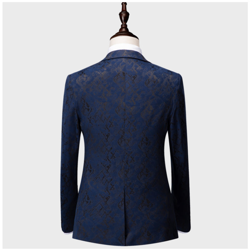Bedruckter 3-teiliger Freizeitanzug für Herren, Smart &amp; Slim Fit, 2 Knöpfe, Kleid | 3002-991