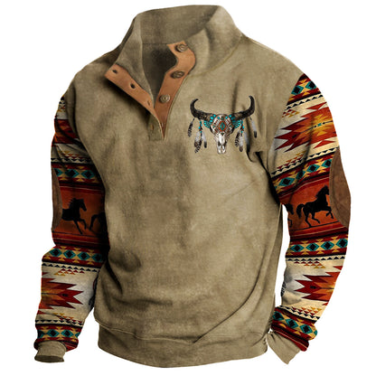 Sweat-shirt à col montant style cowboy pour homme | 51MA 