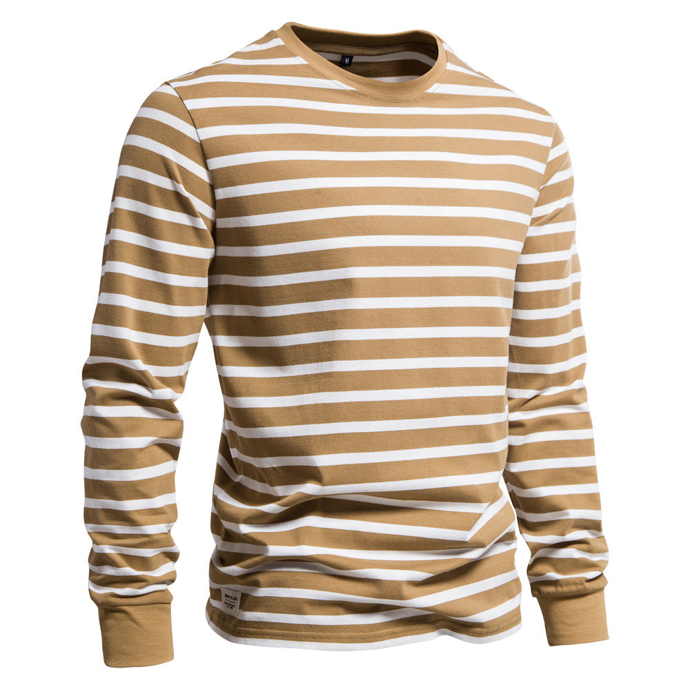 Herren Langarm Slim Fit Casual Gestreiftes Sweatshirt | TS293 