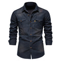 Herren Slim Fit Smart Casual Langarm Jeanshemd | AX-6003 