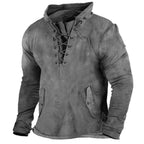 Herren Vintage Outdoor Tactical Schnür-Kapuzen-T-Shirt | UFY8 