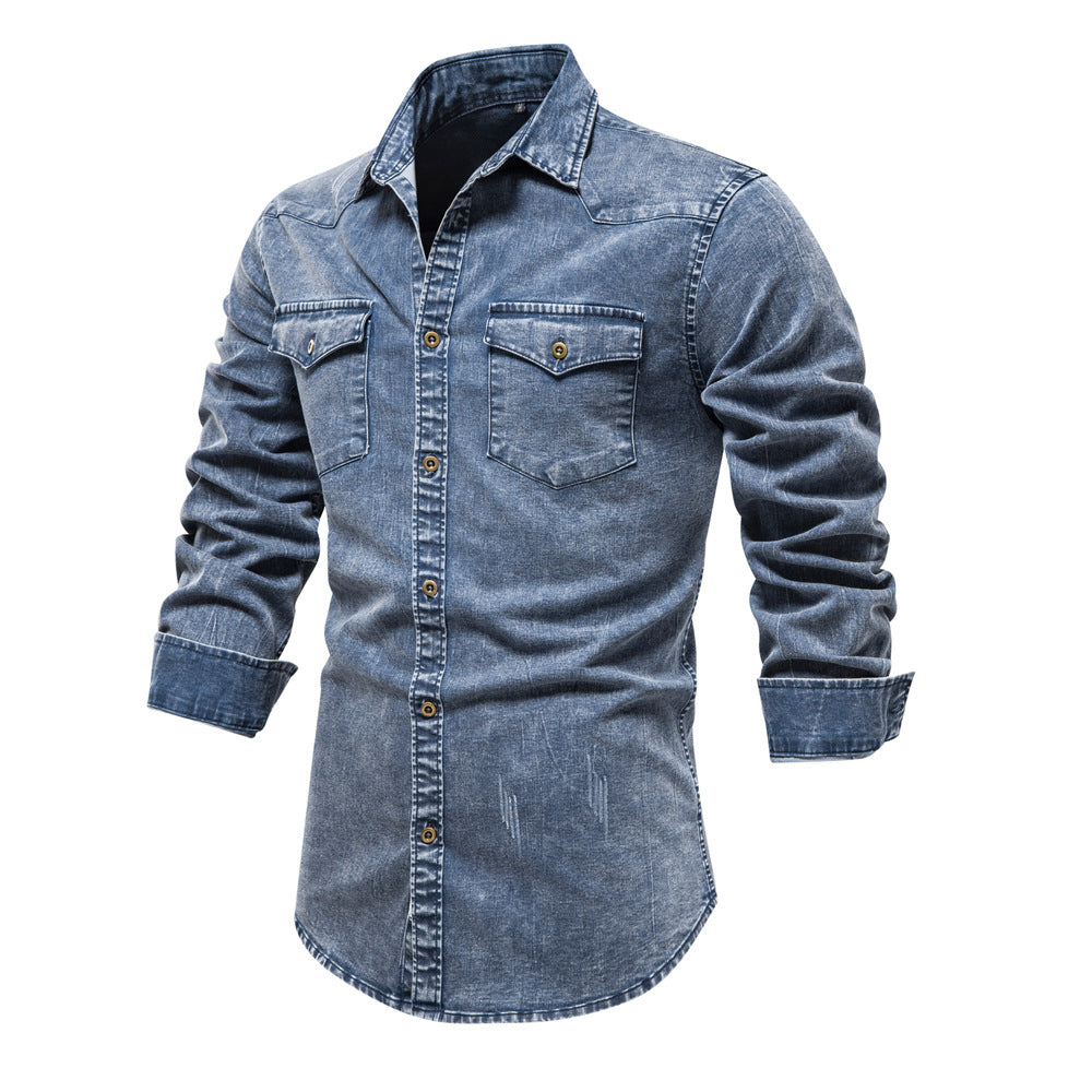 Chemises à manches longues en denim léger pour hommes | 6012