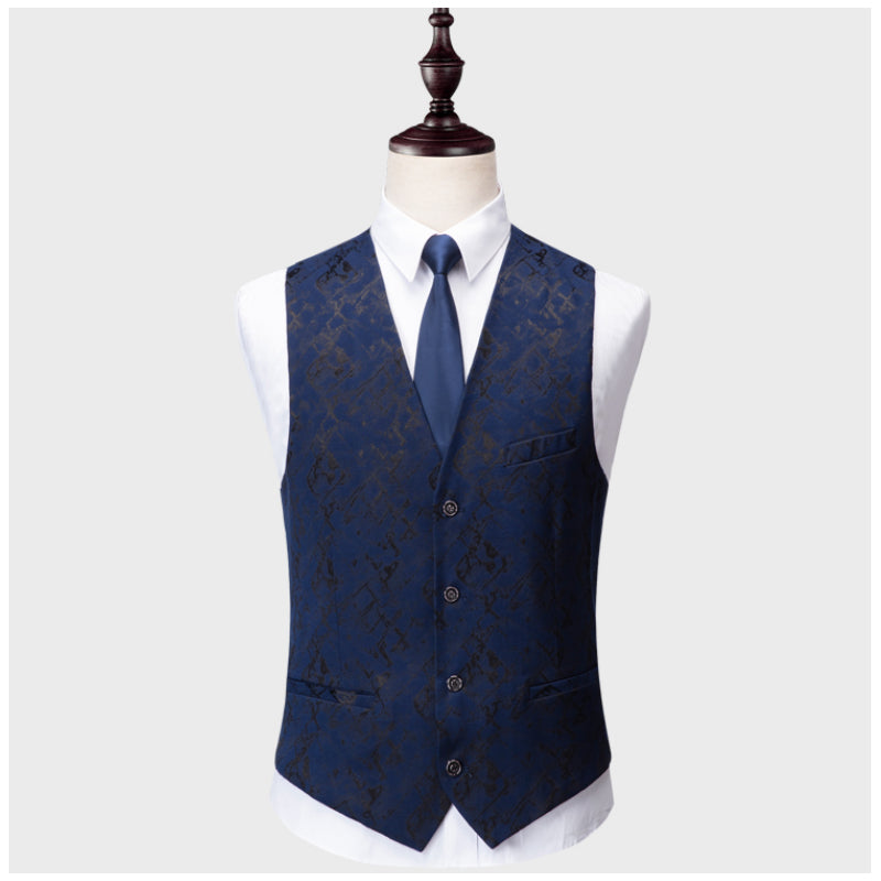 Bedruckter 3-teiliger Freizeitanzug für Herren, Smart &amp; Slim Fit, 2 Knöpfe, Kleid | 3002-991