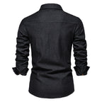 Herren Slim Fit Smart Casual Langarm Jeanshemd | AX-6003 