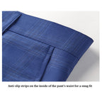 3-teiliger Herrenanzug Slim Fit, karierter Smoking, dunkelblau, Business-Hochzeitskleid, klassisches Herren-Anzug, Jacke, Hose, Weste | 9812-59