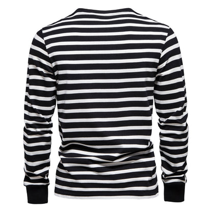 Men's Long Sleeve Slim Fit Casual Striped Sweatshirt | TS293