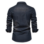 Herren Slim Fit Smart Casual Langarm Jeanshemd | AX-6003 