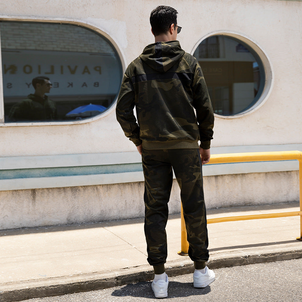 Herren Army Camouflage Jogging Trainingsanzug mit Kapuze Einfarbig Sweatsuits Frühling Herbst | TZ105