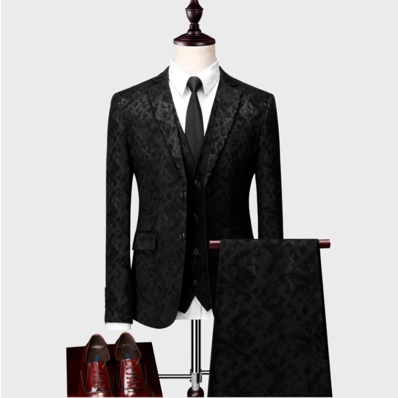Bedruckter 3-teiliger Freizeitanzug für Herren, Smart &amp; Slim Fit, 2 Knöpfe, Kleid | 3002-991