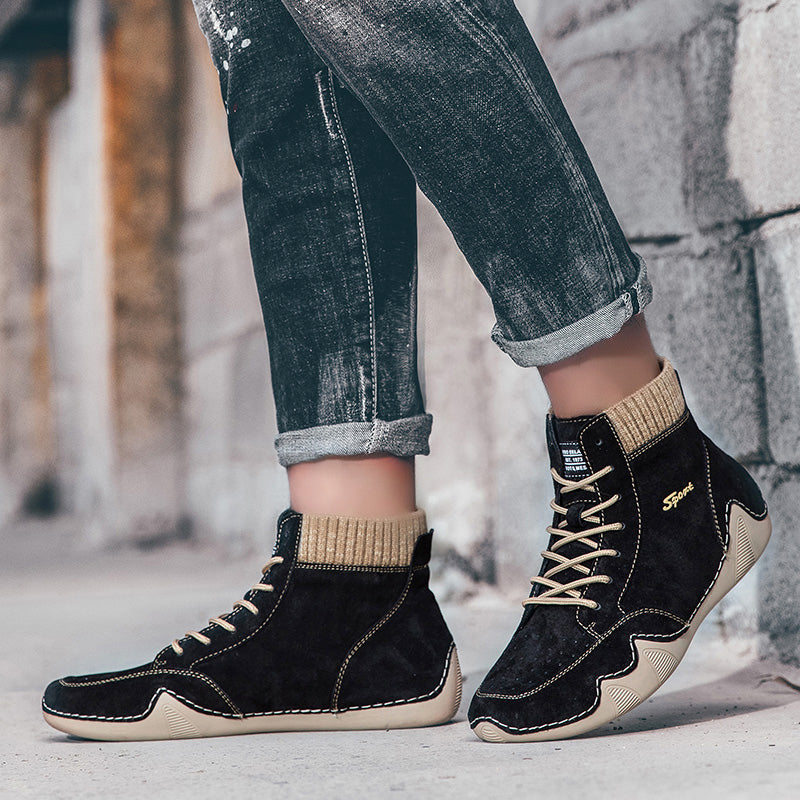 Herren Handgenähte Casual Schnürstiefeletten Fahrschuhe-20303