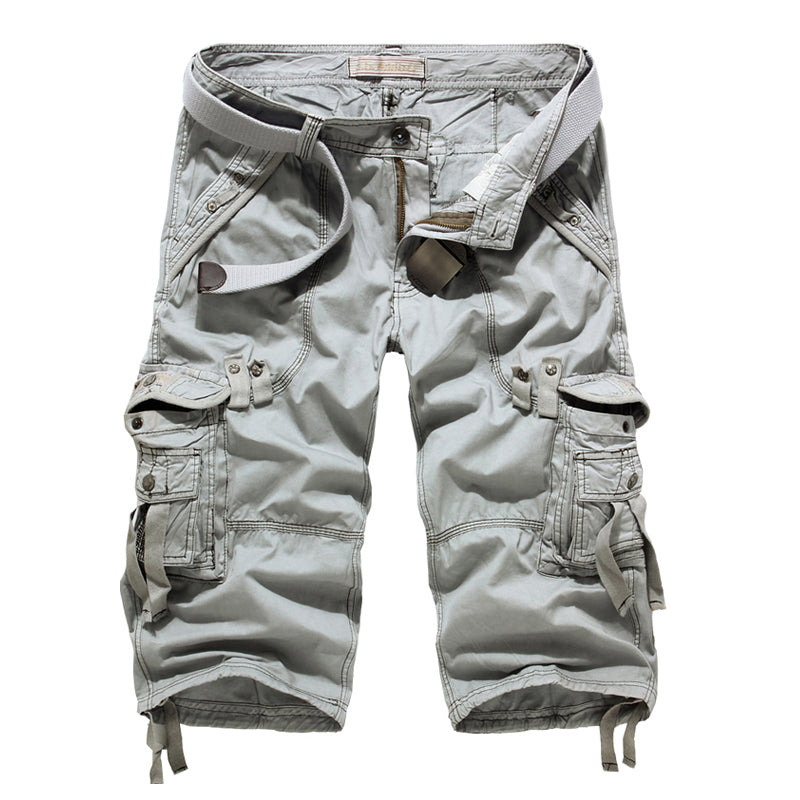 Short cargo 3/4 Capri long pour homme, sous le genou, à poches multiples, 5820