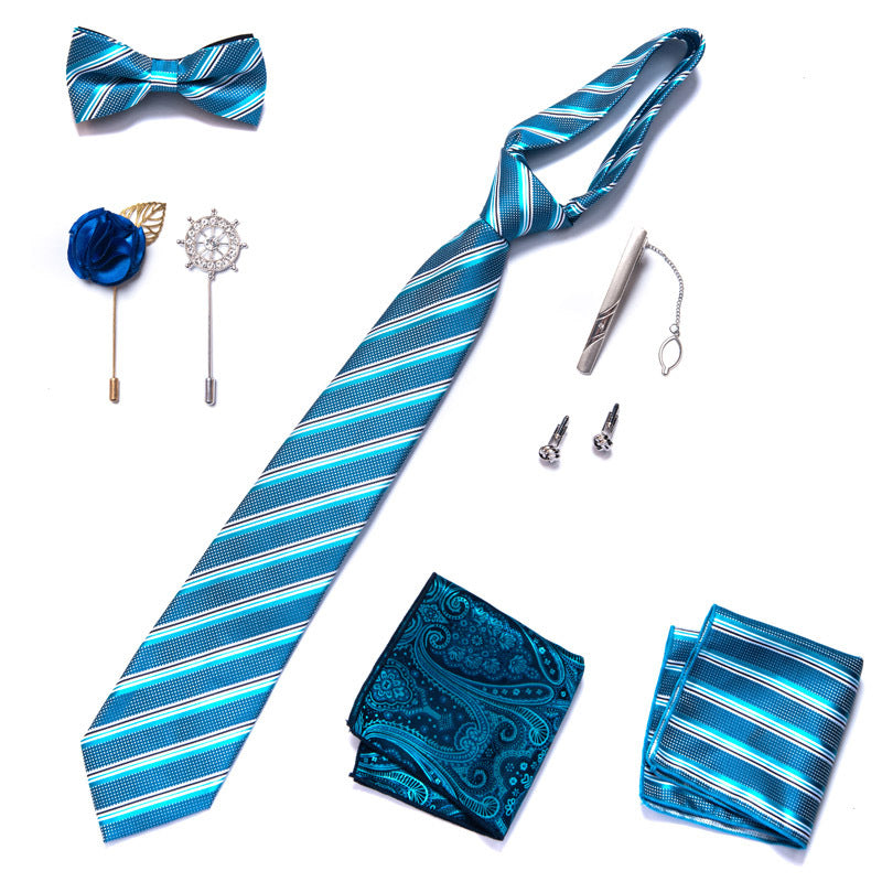 8-teiliges klassisches Herren-Krawattenset aus Seide mit Paisley-Streifen, Geschenkbox | LB202