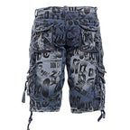 Herren-Cargo-Shorts mit Leopardenmuster und Camouflage-Muster, entspannte Passform, mehrere Taschen – 2292